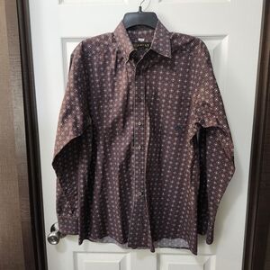 Men's Ariat Burgandy Brown Floral Medallion Print Button Down Shirt. Sz M